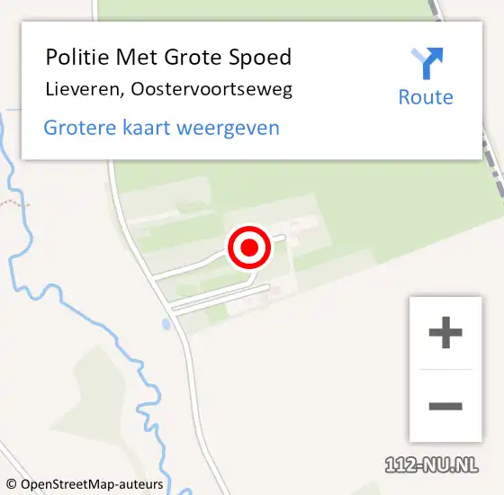 Locatie op kaart van de 112 melding: Politie Met Grote Spoed Naar Lieveren, Oostervoortseweg op 10 januari 2022 14:32