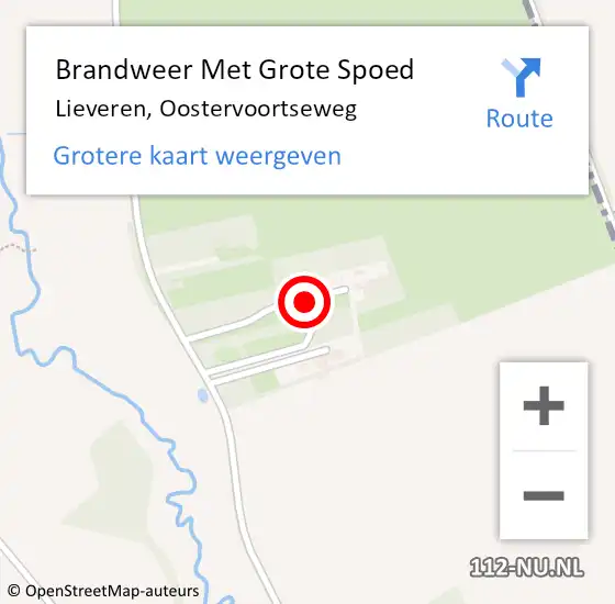 Locatie op kaart van de 112 melding: Brandweer Met Grote Spoed Naar Lieveren, Oostervoortseweg op 10 januari 2022 14:32