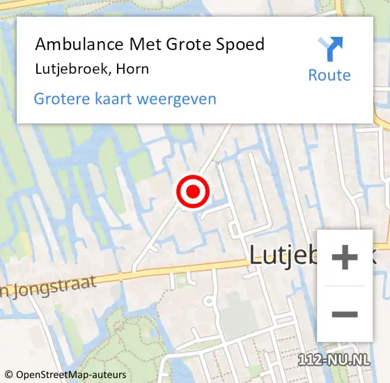 Locatie op kaart van de 112 melding: Ambulance Met Grote Spoed Naar Lutjebroek, Horn op 10 januari 2022 14:33