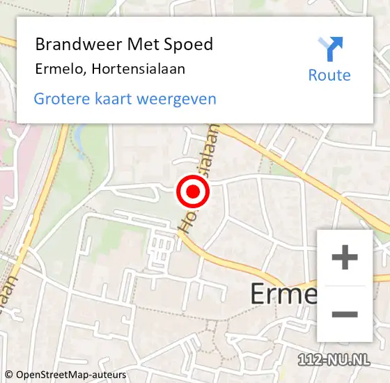 Locatie op kaart van de 112 melding: Brandweer Met Spoed Naar Ermelo, Hortensialaan op 10 januari 2022 14:35
