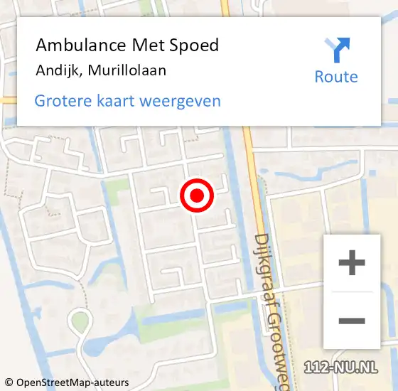 Locatie op kaart van de 112 melding: Ambulance Met Spoed Naar Andijk, Murillolaan op 10 januari 2022 14:44