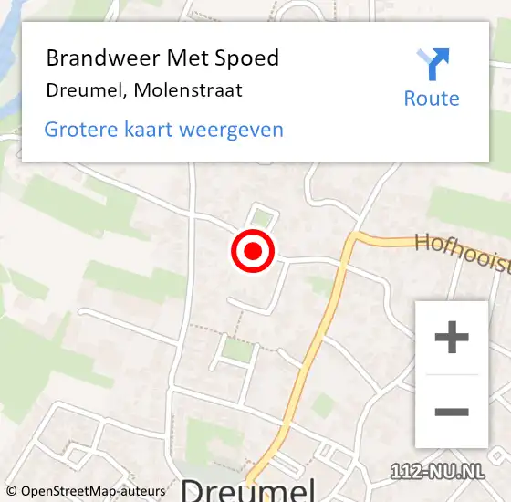 Locatie op kaart van de 112 melding: Brandweer Met Spoed Naar Dreumel, Molenstraat op 10 januari 2022 14:51
