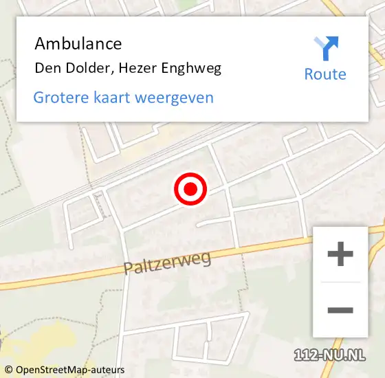 Locatie op kaart van de 112 melding: Ambulance Den Dolder, Hezer Enghweg op 4 juli 2014 21:02