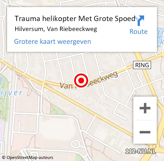 Locatie op kaart van de 112 melding: Trauma helikopter Met Grote Spoed Naar Hilversum, Van Riebeeckweg op 10 januari 2022 14:57