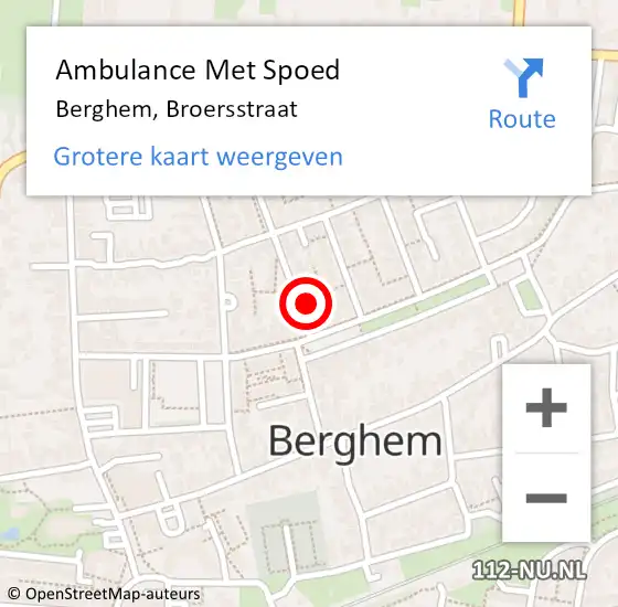 Locatie op kaart van de 112 melding: Ambulance Met Spoed Naar Berghem, Broersstraat op 4 juli 2014 21:03