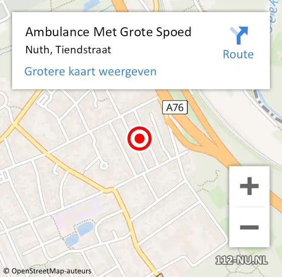 Locatie op kaart van de 112 melding: Ambulance Met Grote Spoed Naar Nuth, Tiendstraat op 4 juli 2014 21:04