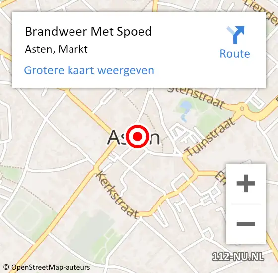 Locatie op kaart van de 112 melding: Brandweer Met Spoed Naar Asten, Markt op 10 januari 2022 15:23