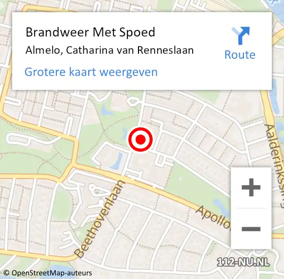 Locatie op kaart van de 112 melding: Brandweer Met Spoed Naar Almelo, Catharina van Renneslaan op 10 januari 2022 15:35