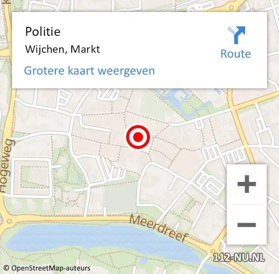 Locatie op kaart van de 112 melding: Politie Wijchen, Markt op 10 januari 2022 15:50