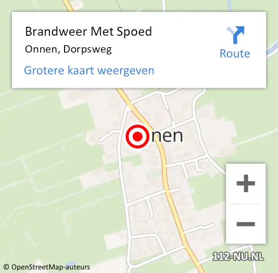 Locatie op kaart van de 112 melding: Brandweer Met Spoed Naar Onnen, Dorpsweg op 10 januari 2022 15:53