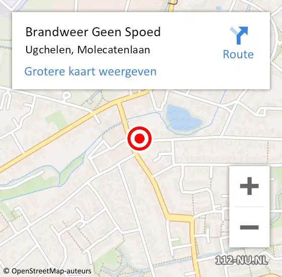 Locatie op kaart van de 112 melding: Brandweer Geen Spoed Naar Ugchelen, Molecatenlaan op 10 januari 2022 15:56