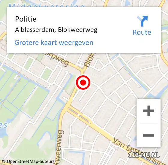 Locatie op kaart van de 112 melding: Politie Alblasserdam, Blokweerweg op 10 januari 2022 16:09