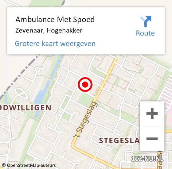 Locatie op kaart van de 112 melding: Ambulance Met Spoed Naar Zevenaar, Hogenakker op 10 januari 2022 16:13