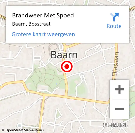 Locatie op kaart van de 112 melding: Brandweer Met Spoed Naar Baarn, Bosstraat op 10 januari 2022 17:03