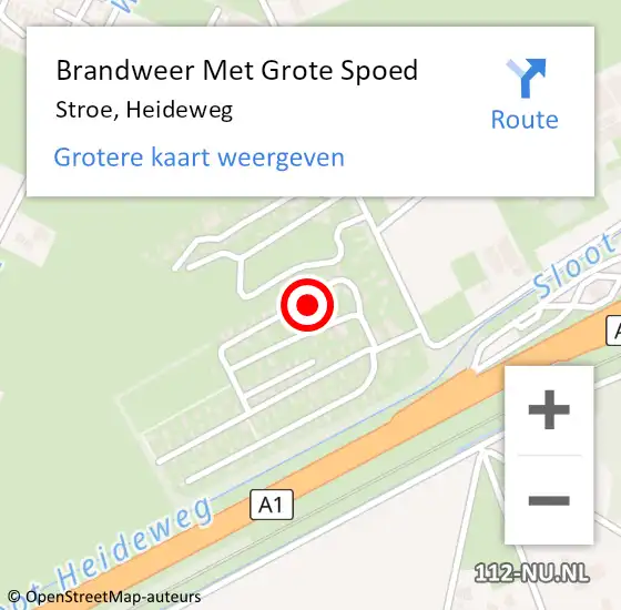 Locatie op kaart van de 112 melding: Brandweer Met Grote Spoed Naar Stroe, Heideweg op 10 januari 2022 17:59