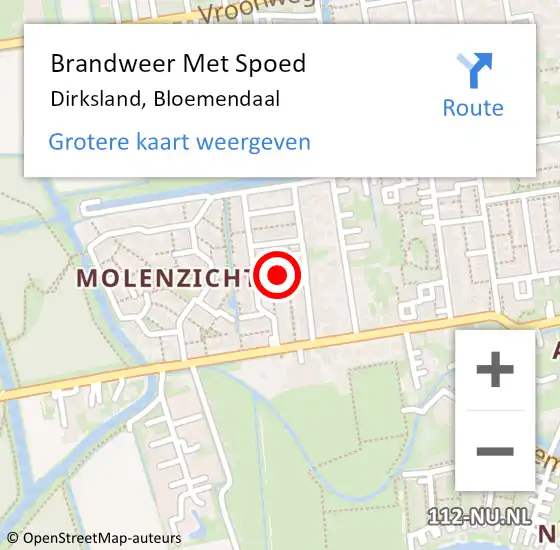 Locatie op kaart van de 112 melding: Brandweer Met Spoed Naar Dirksland, Bloemendaal op 10 januari 2022 18:36