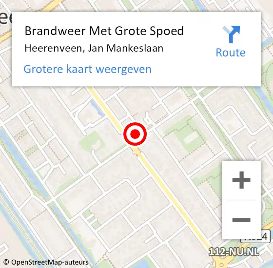 Locatie op kaart van de 112 melding: Brandweer Met Grote Spoed Naar Heerenveen, Jan Mankeslaan op 10 januari 2022 18:39