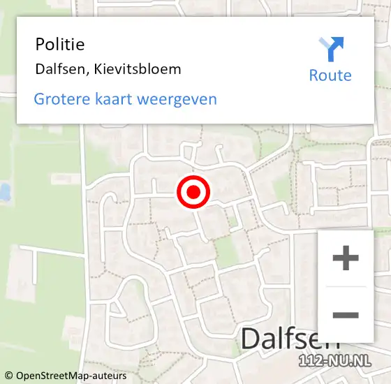 Locatie op kaart van de 112 melding: Politie Dalfsen, Kievitsbloem op 10 januari 2022 18:42