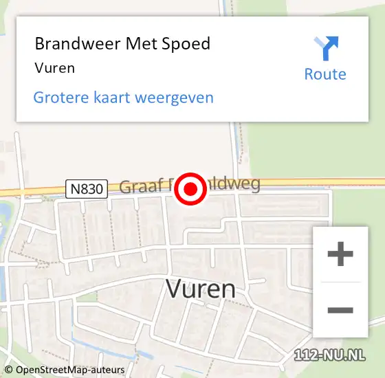 Locatie op kaart van de 112 melding: Brandweer Met Spoed Naar Vuren op 10 januari 2022 19:49