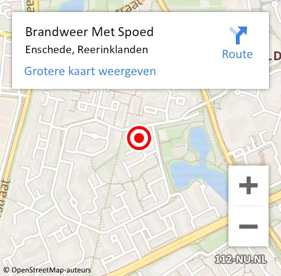 Locatie op kaart van de 112 melding: Brandweer Met Spoed Naar Enschede, Reerinklanden op 10 januari 2022 19:55