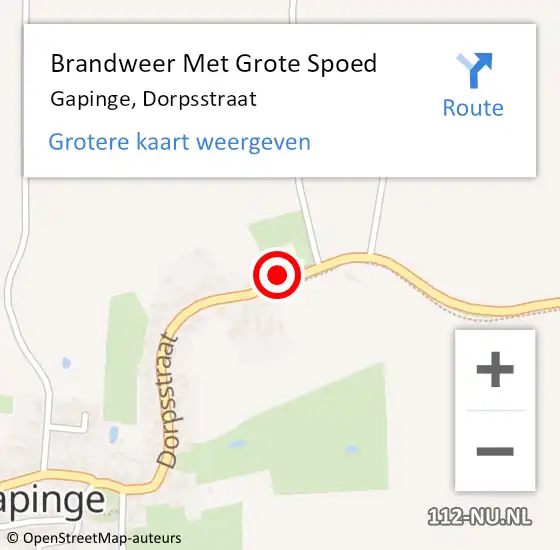 Locatie op kaart van de 112 melding: Brandweer Met Grote Spoed Naar Gapinge, Dorpsstraat op 4 juli 2014 21:38