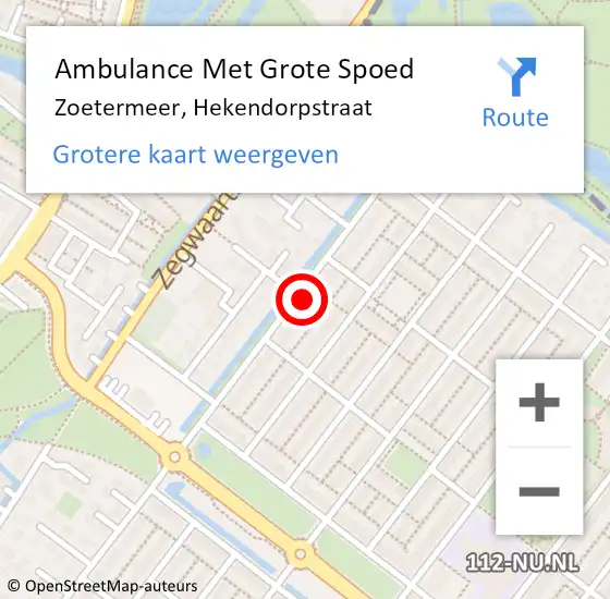 Locatie op kaart van de 112 melding: Ambulance Met Grote Spoed Naar Zoetermeer, Hekendorpstraat op 10 januari 2022 20:00