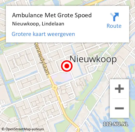 Locatie op kaart van de 112 melding: Ambulance Met Grote Spoed Naar Nieuwkoop, Lindelaan op 10 januari 2022 20:18