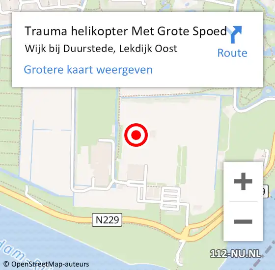 Locatie op kaart van de 112 melding: Trauma helikopter Met Grote Spoed Naar Wijk bij Duurstede, Lekdijk Oost op 10 januari 2022 20:20