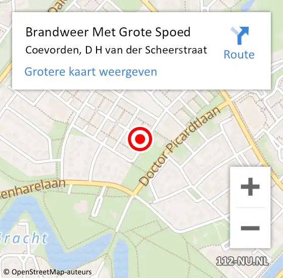 Locatie op kaart van de 112 melding: Brandweer Met Grote Spoed Naar Coevorden, D H van der Scheerstraat op 10 januari 2022 20:32