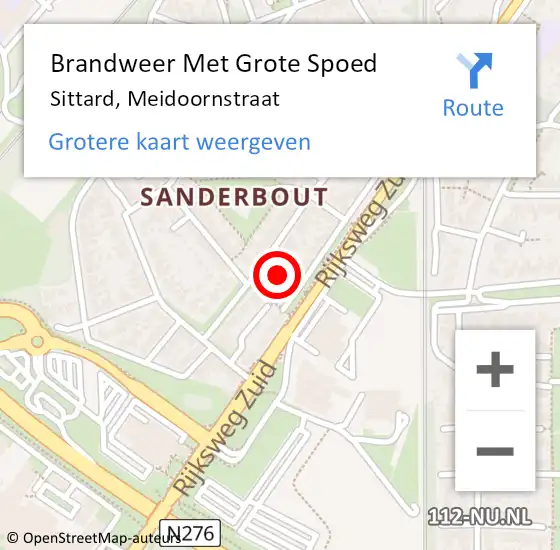 Locatie op kaart van de 112 melding: Brandweer Met Grote Spoed Naar Sittard, Meidoornstraat op 10 januari 2022 20:35