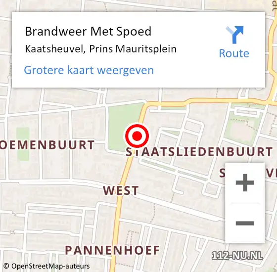 Locatie op kaart van de 112 melding: Brandweer Met Spoed Naar Kaatsheuvel, Prins Mauritsplein op 10 januari 2022 20:36