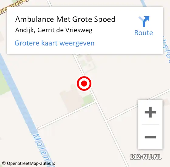 Locatie op kaart van de 112 melding: Ambulance Met Grote Spoed Naar Andijk, Gerrit de Vriesweg op 10 januari 2022 21:12