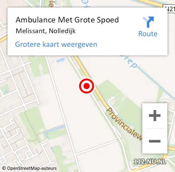 Locatie op kaart van de 112 melding: Ambulance Met Grote Spoed Naar Melissant, Nolledijk op 10 januari 2022 21:20