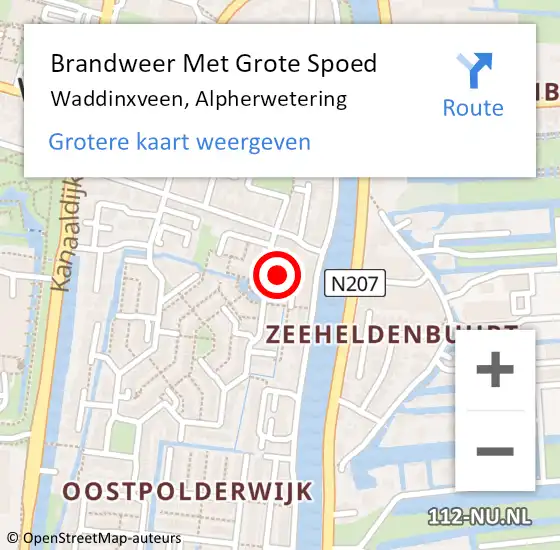 Locatie op kaart van de 112 melding: Brandweer Met Grote Spoed Naar Waddinxveen, Alpherwetering op 4 juli 2014 21:50