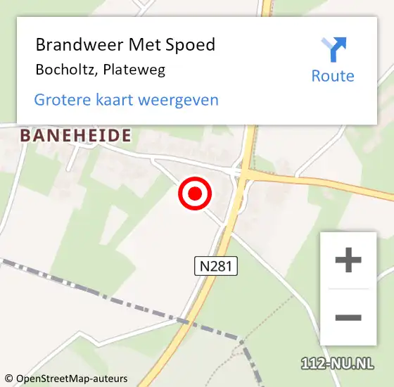 Locatie op kaart van de 112 melding: Brandweer Met Spoed Naar Bocholtz, Plateweg op 10 januari 2022 21:47