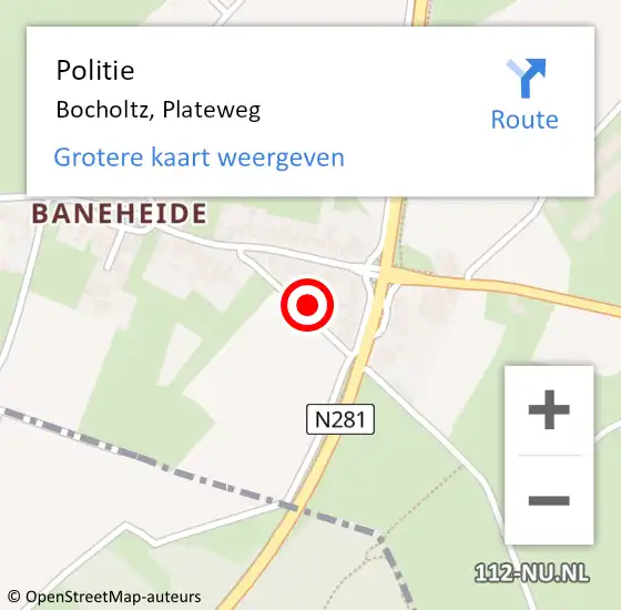 Locatie op kaart van de 112 melding: Politie Bocholtz, Plateweg op 10 januari 2022 21:51