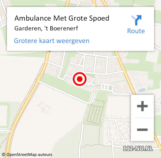 Locatie op kaart van de 112 melding: Ambulance Met Grote Spoed Naar Garderen, 't Boerenerf op 10 januari 2022 21:55