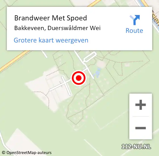 Locatie op kaart van de 112 melding: Brandweer Met Spoed Naar Bakkeveen, Duerswâldmer Wei op 10 januari 2022 22:00