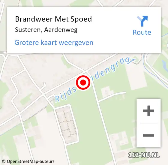 Locatie op kaart van de 112 melding: Brandweer Met Spoed Naar Susteren, Aardenweg op 10 januari 2022 22:12