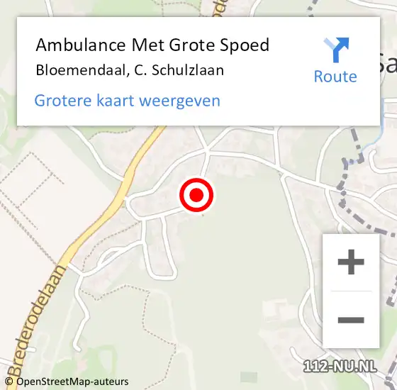 Locatie op kaart van de 112 melding: Ambulance Met Grote Spoed Naar Bloemendaal, C. Schulzlaan op 10 januari 2022 22:44