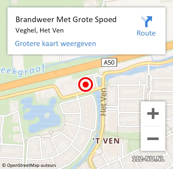 Locatie op kaart van de 112 melding: Brandweer Met Grote Spoed Naar Veghel, Het Ven op 10 januari 2022 23:04