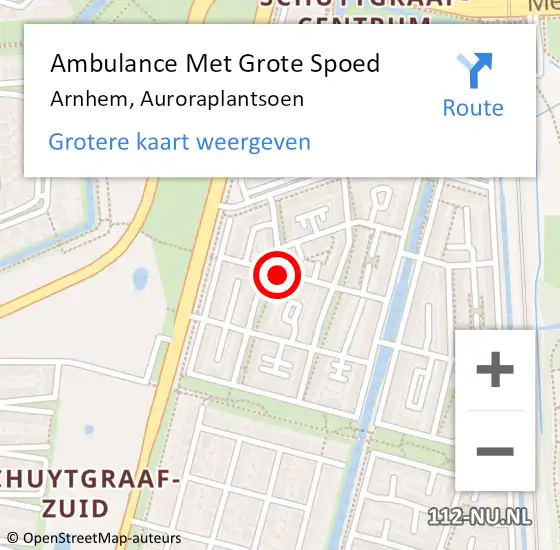 Locatie op kaart van de 112 melding: Ambulance Met Grote Spoed Naar Arnhem, Auroraplantsoen op 10 januari 2022 23:10