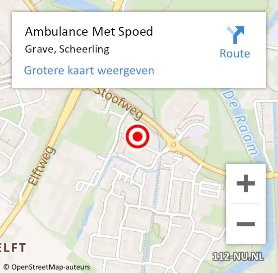 Locatie op kaart van de 112 melding: Ambulance Met Spoed Naar Grave, Scheerling op 10 januari 2022 23:16