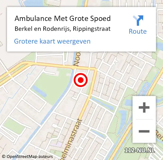 Locatie op kaart van de 112 melding: Ambulance Met Grote Spoed Naar Berkel en Rodenrijs, Rippingstraat op 10 januari 2022 23:16