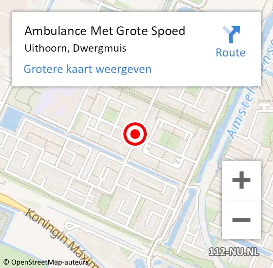 Locatie op kaart van de 112 melding: Ambulance Met Grote Spoed Naar Uithoorn, Dwergmuis op 7 oktober 2013 11:22