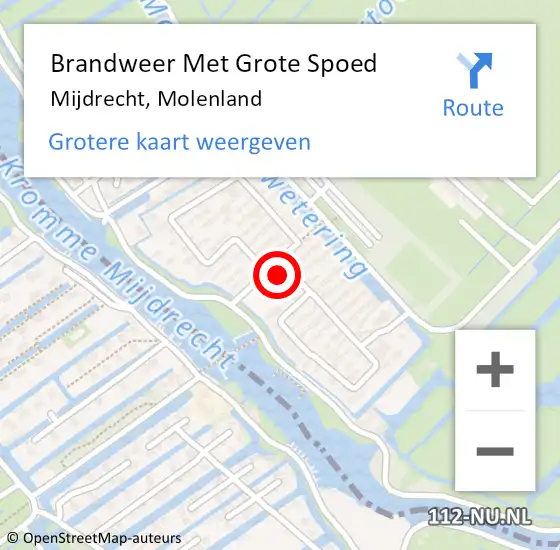 Locatie op kaart van de 112 melding: Brandweer Met Grote Spoed Naar Mijdrecht, Molenland op 10 januari 2022 23:57