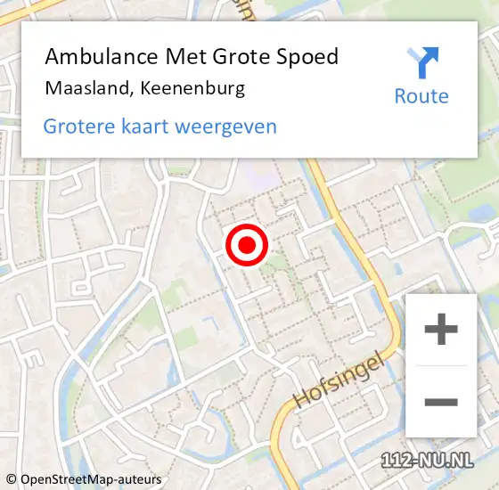 Locatie op kaart van de 112 melding: Ambulance Met Grote Spoed Naar Maasland, Keenenburg op 10 januari 2022 23:59