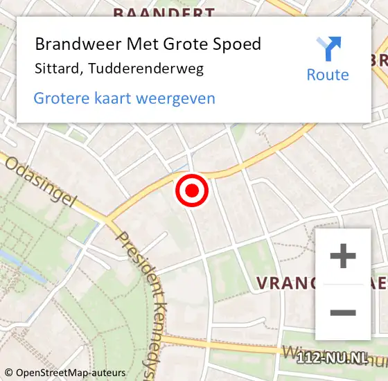 Locatie op kaart van de 112 melding: Brandweer Met Grote Spoed Naar Sittard, Tudderenderweg op 11 januari 2022 00:22