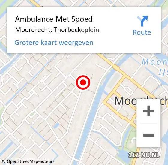 Locatie op kaart van de 112 melding: Ambulance Met Spoed Naar Moordrecht, Thorbeckeplein op 11 januari 2022 00:35