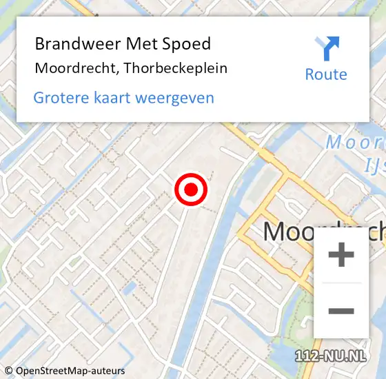 Locatie op kaart van de 112 melding: Brandweer Met Spoed Naar Moordrecht, Thorbeckeplein op 11 januari 2022 01:10